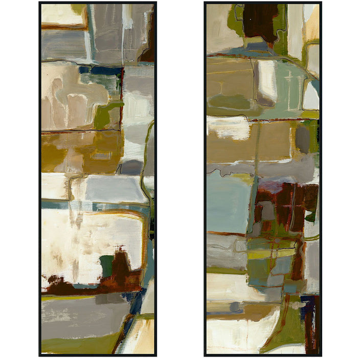 Topograph I & II - 40" x 60" Painting By Buddy Whitlock (Set of 2) - Black