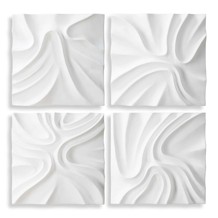 Snowdrift - Scultped White Wall Decor (Set of 4)
