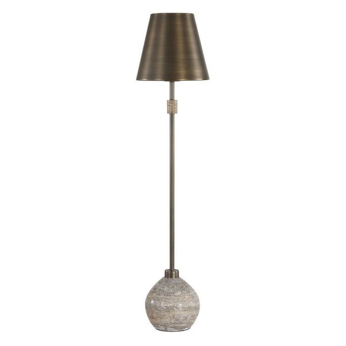 Jaycee - Dark Travertine Buffet Lamp - Brass / Gold / Gray