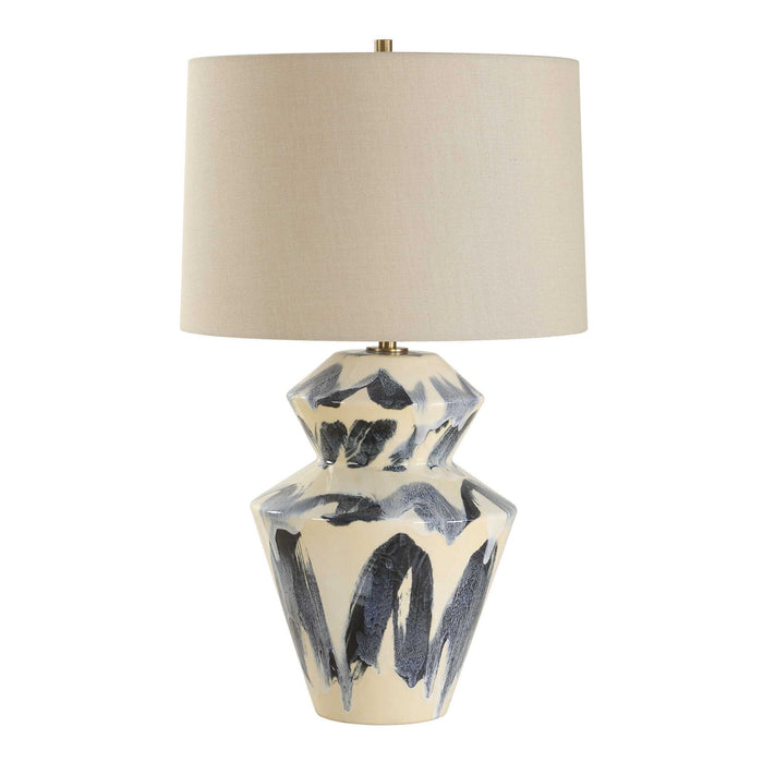 Oranda - Abstract Geometric Table Lamp - Blue / White