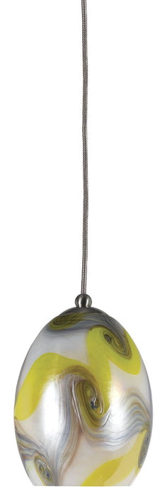 5.9" Height Glass Pendant With Brushed Steel Cord