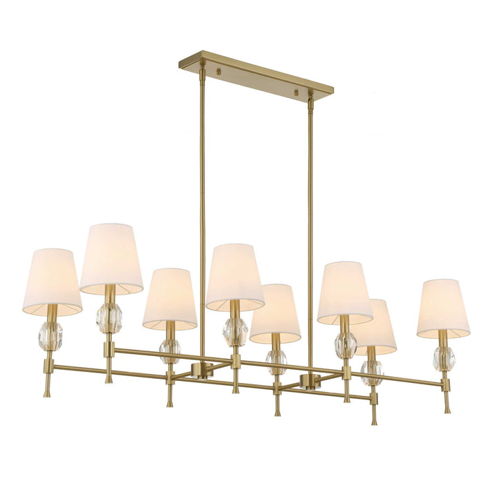 Arques - 8 Light Linear Chandelier - White / Gold