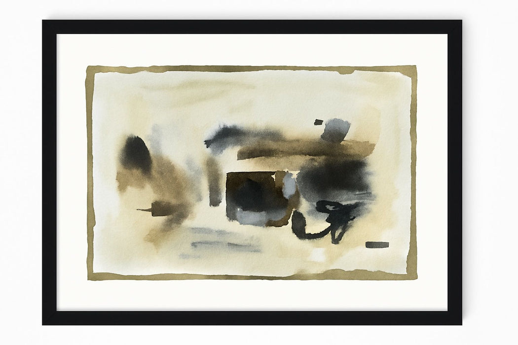 Amber Veil II Framed Print - Gold / Black / Gray / White