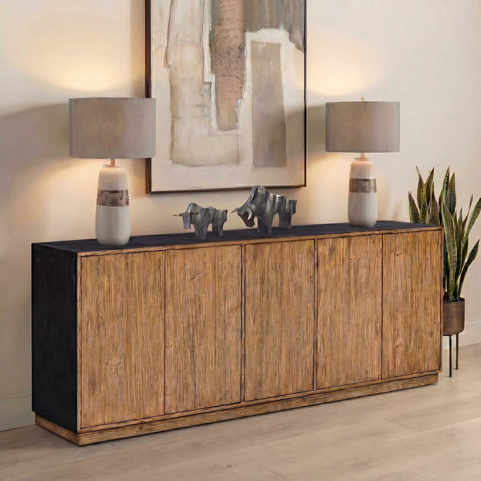 Kelvin - 5 Door Wood Media Console - Light Brown