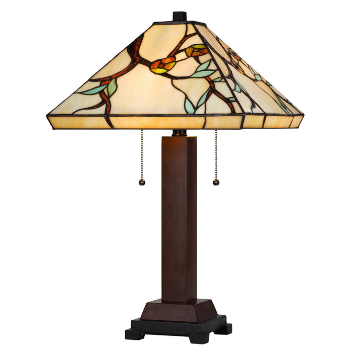 3101 Tiffany - 23" Height Metal / Resin Table Lamp - Dark Bronze / Wood