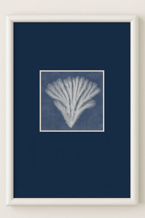 Coral Silhouette I Framed Print - Blue / White