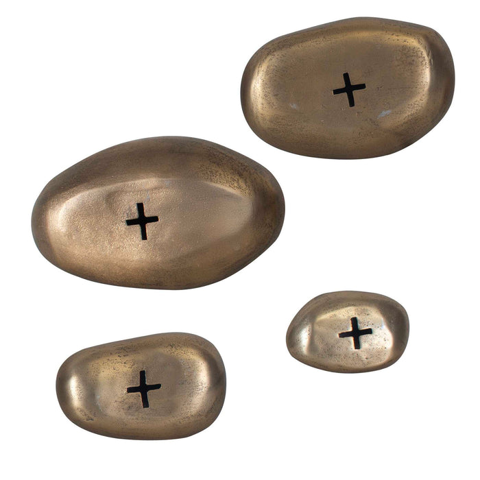 Set In Stone - Outdoor Wall Art (Set of 4) - Brass