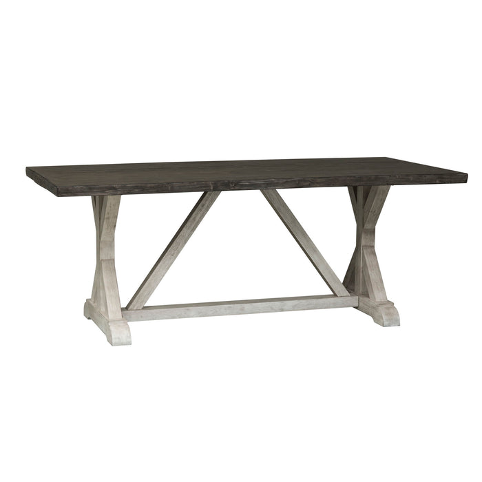 Willowrun - Trestle Table - Rustic White / Weathered Gray Top