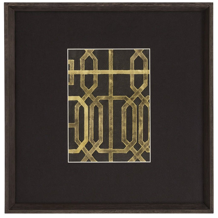 Trellis Pattern III Framed Print - Brown / Gold
