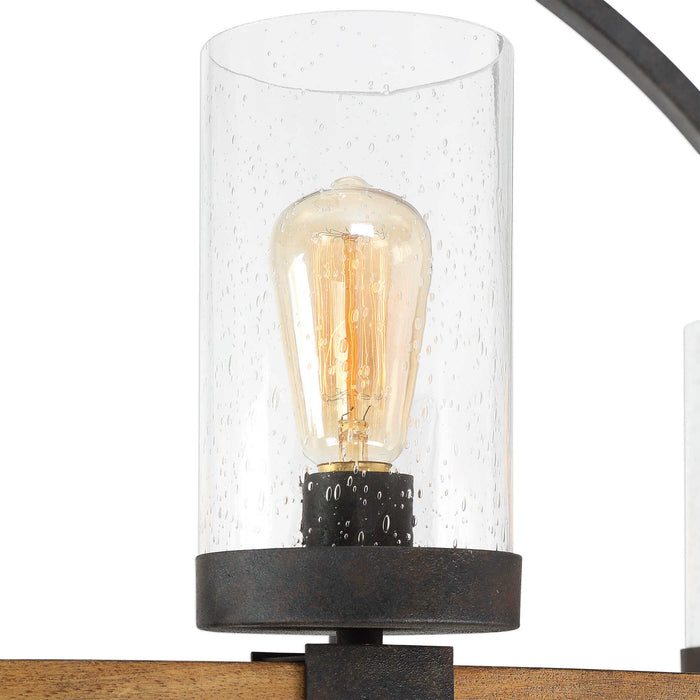 Atwood - 8 Light Wagon Wheel Pendant - Black