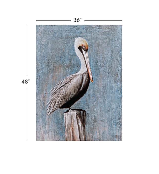 Pelican Canvas Art - Blue / Gray