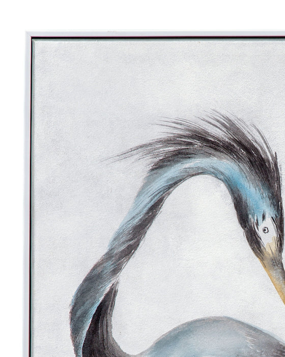 Louisiana Heron Canvas Art - Blue / Pearl Silver