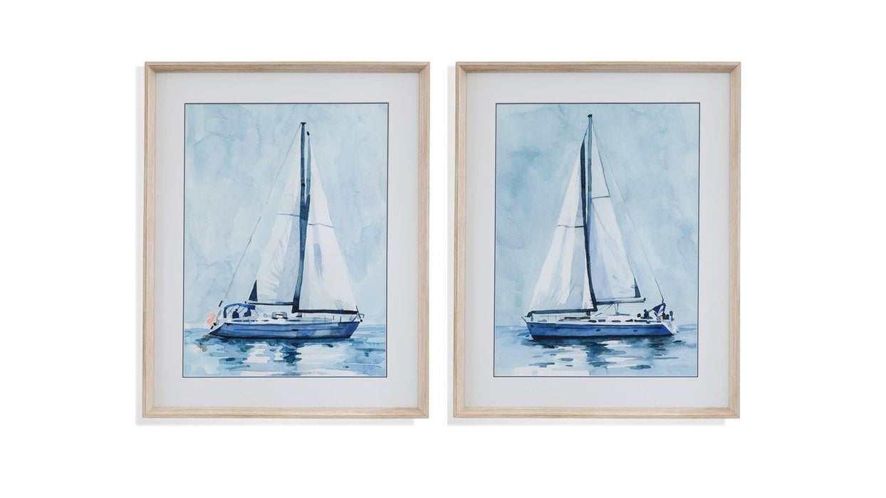 Lone Sailboat I Framed Print - Blue