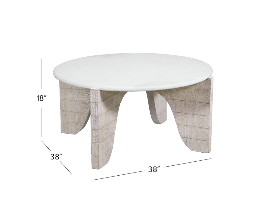 Bali - Round Cocktail Table - White Wash / Faux Plaster