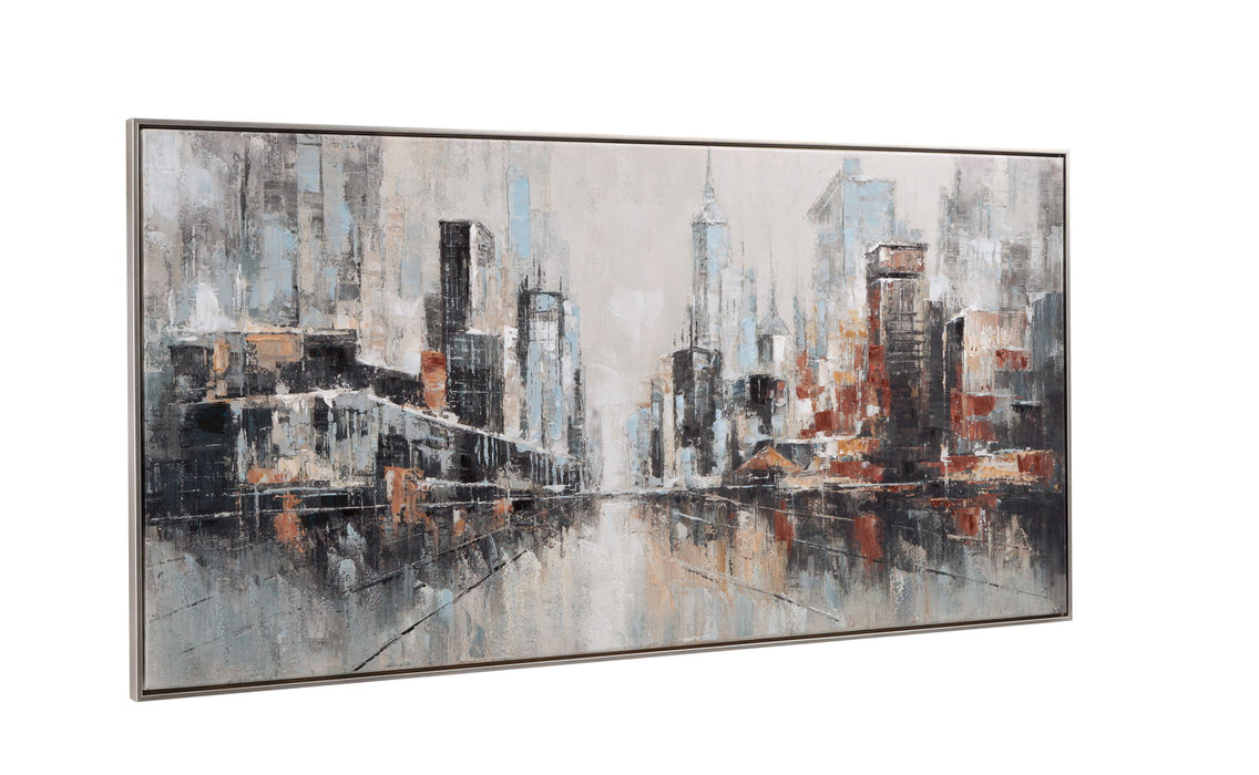 City Scape Framed Canvas - Dark Gray / Gray
