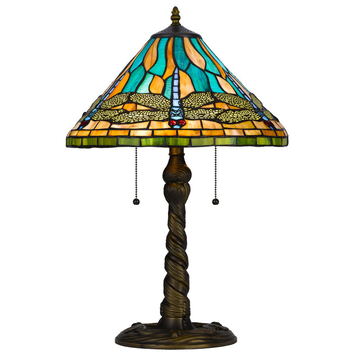 3108 Tiffany - 23.5" Height Metal / Resin Table Lamp - Antique Brass