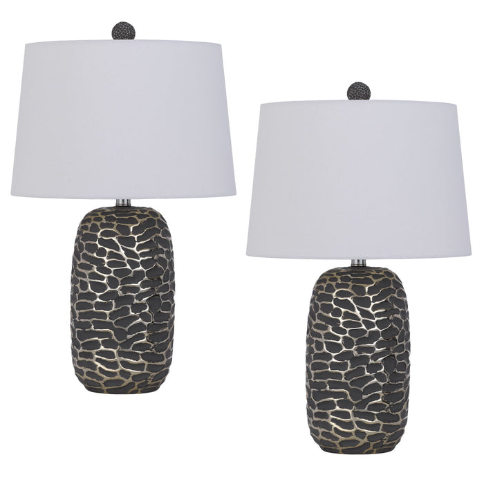 Menlo - 25" Height Resin Table Lamp (Set of 2) - Ash Black / Antique Silver