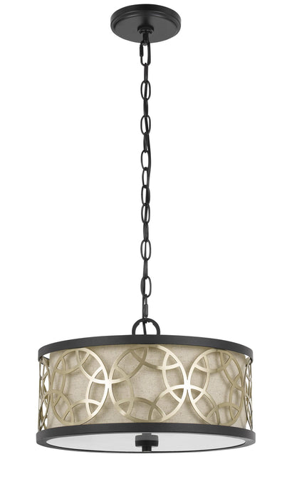 Carmel - 14.5" Height 2 in 1 Metal Pendant Chandelier With Accents - Black & Antique Brass