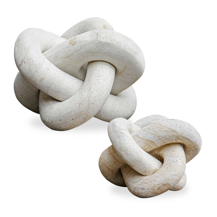 Limestone - Link Sculptures (Set of 2) - Beige