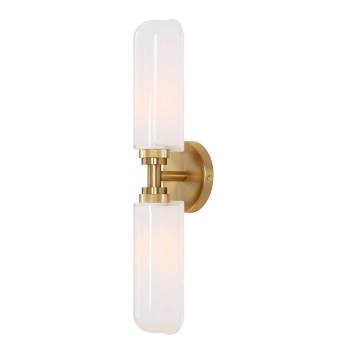 Wellsville - 2 Light Brass Sconce - White / Gold