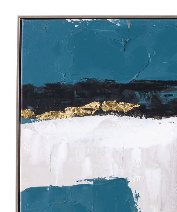 Around About Framed Canvas - Blue / White