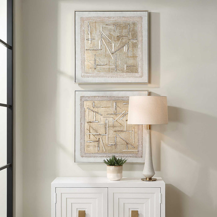 Unpredictable Hand - Painted Canvases (Set of 2) - Gray