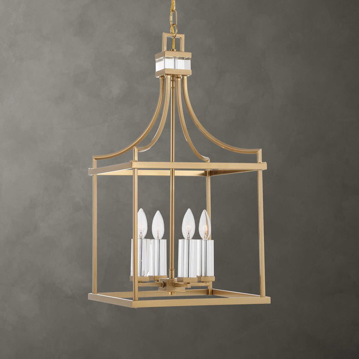 Montreal - 4 Light Brass Lantern Pendant - Gold