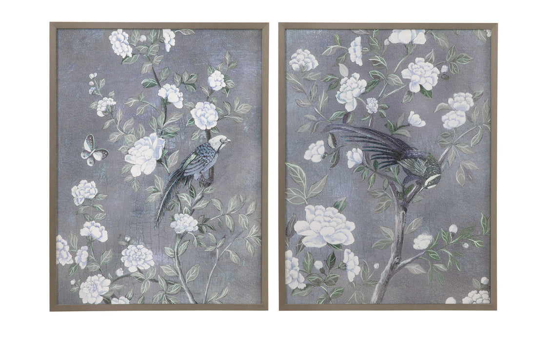 Birds & Blooms Framed Print (Set of 2) - Dark Gray