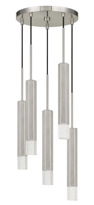 24" Height Aluminum Cast Pendant - Pearl Silver - 5 Light