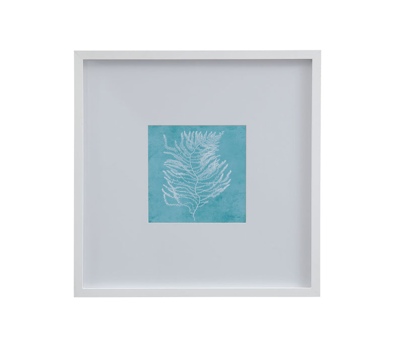 White Coral On Blue III Framed Print - Blue / White