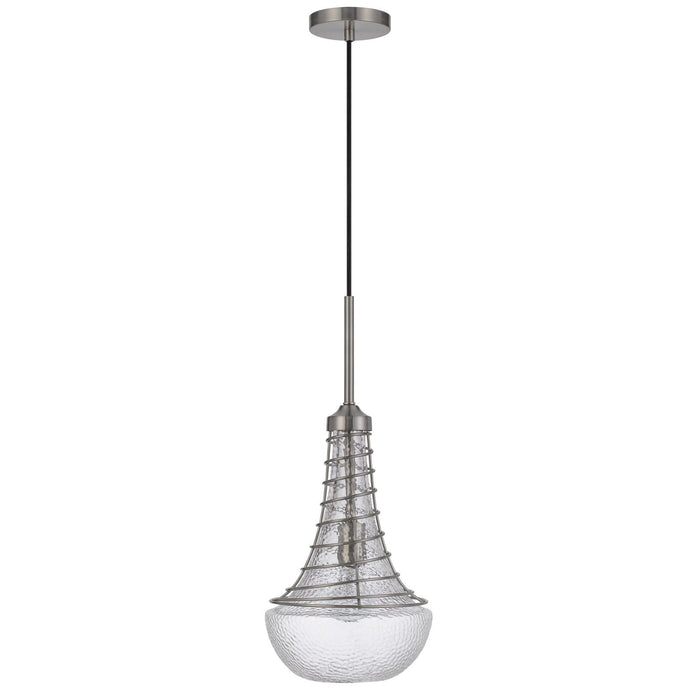 Baraboo - 21" Height Metal / Glass Pendant - Brushed Steel / Silver