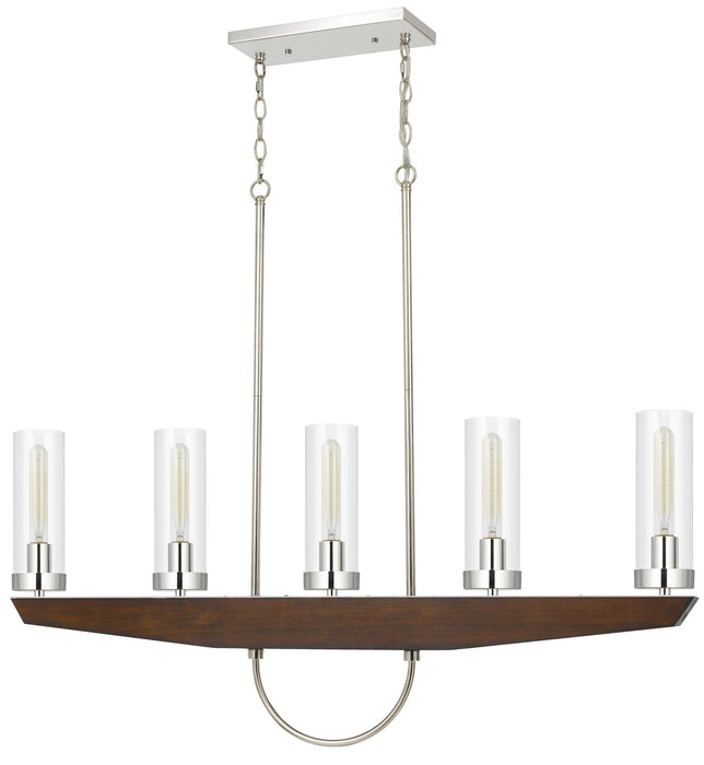 Ercolano - 34.75" Height Chandelier - Wood & Brushed Steel & Clear