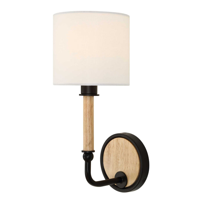 Franconia - 1 Light Wooden Sconce - Black / Light Brown