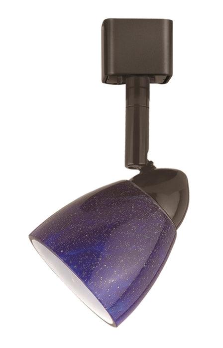 4.87" Height Serpentine Track Head With Shade - Blue & Dark Bronze - Glass & Metal