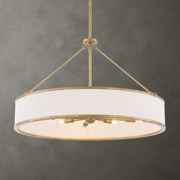 Algiers - 8 Light Drum Pendant - Gold / White
