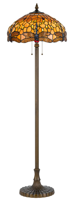 Tiffany - 60" Height Zinc Cast Floor Lamp - Antique Brass