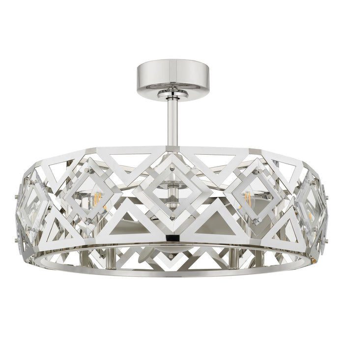 Bario - 19.5" Height Metal Fandelier With Laser - Chrome