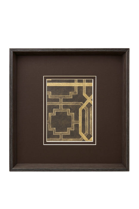 Trellis Pattern I Framed Print - Brown / Gold