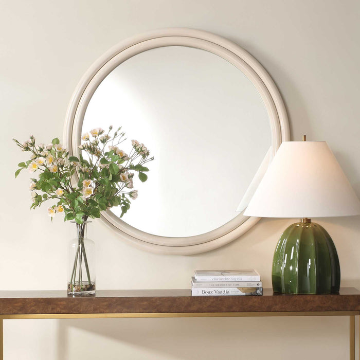 Florian - Warm White Round Mirror - White