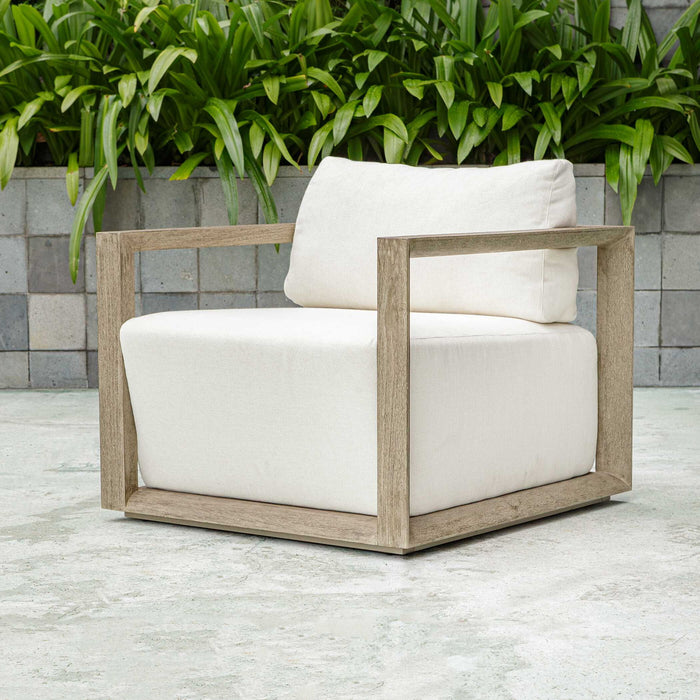 Remsen - Outdoor Lounge Chair - Dark Gray / White