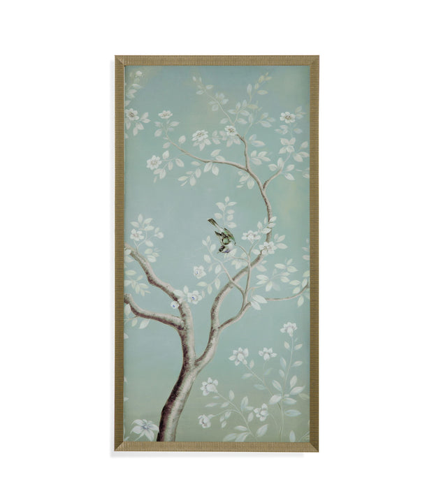 Birds And Flowers II Framed Print - Light Blue