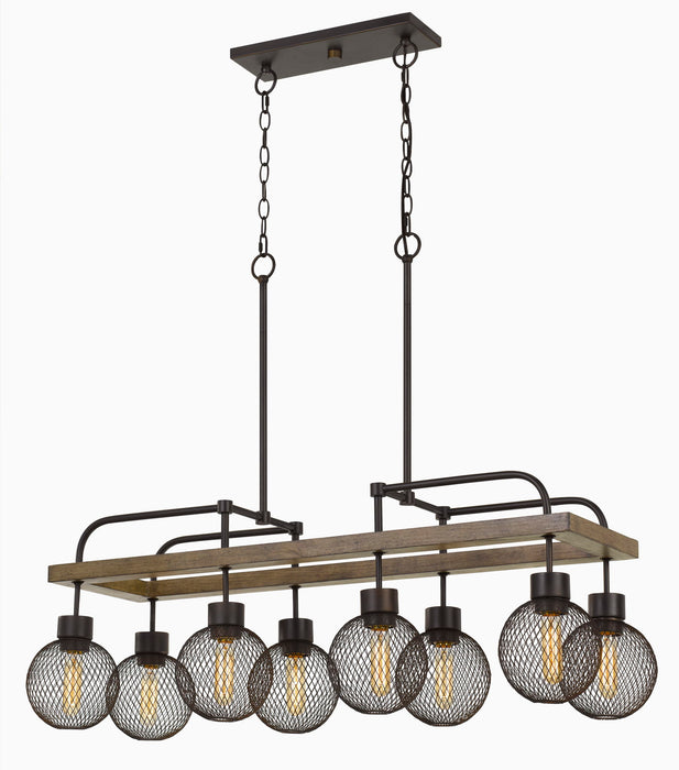 Forio - 29" Height Rectangular Metal Chandelier - Wood & Iron