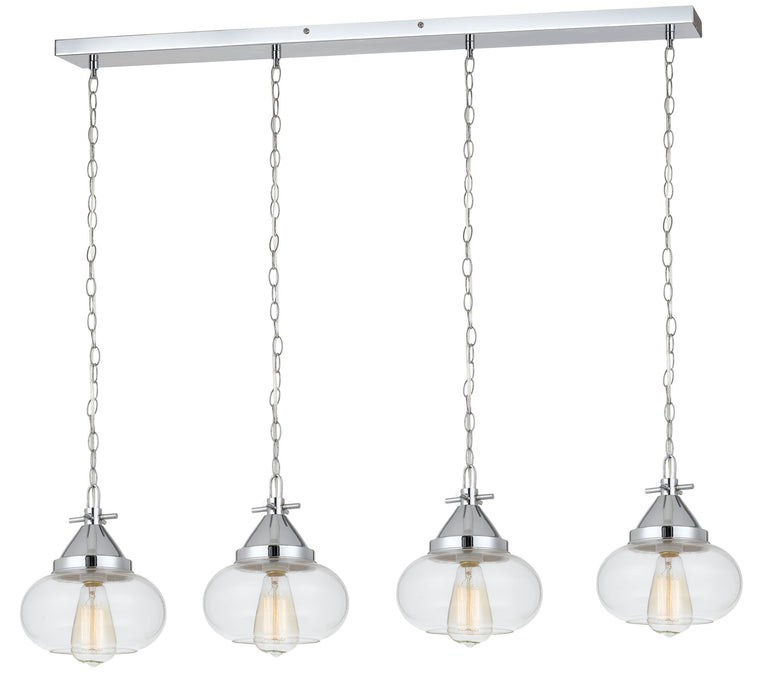 Maywood - 9" Height Glass Pendant - Chrome - 4 Light