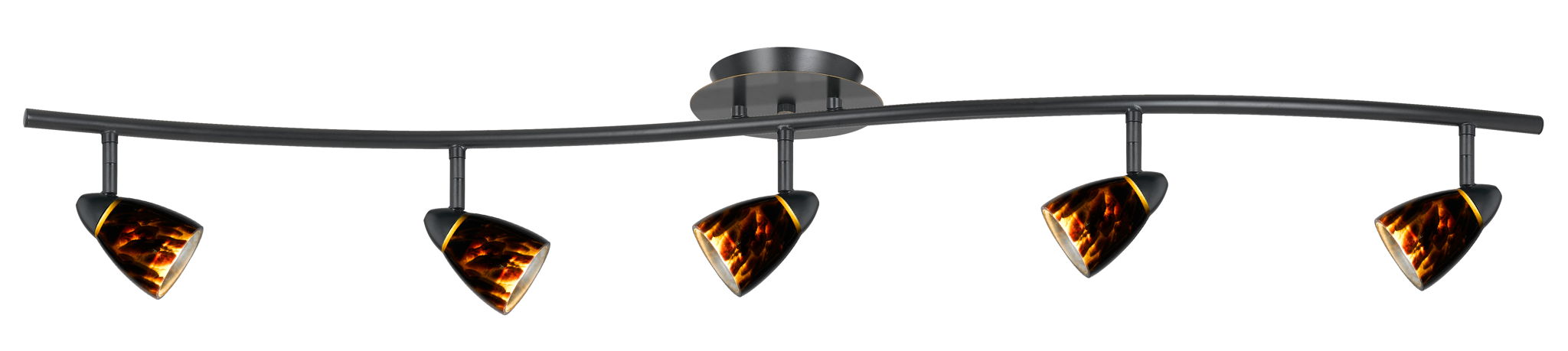 7.25-19.25" Height Adjustable Metal Serpentine Five Light Ceiling Fixture - Dark Brown & Dark Bronze