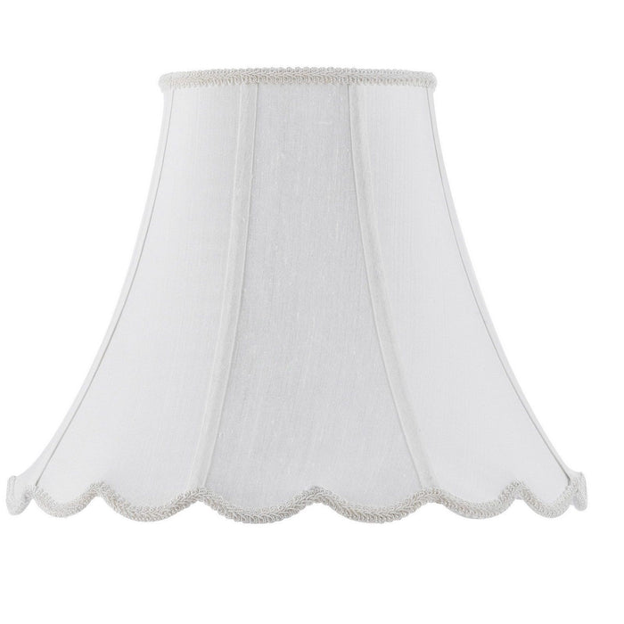Piped Scallop Bell - 14" Height Fabric Shade - White