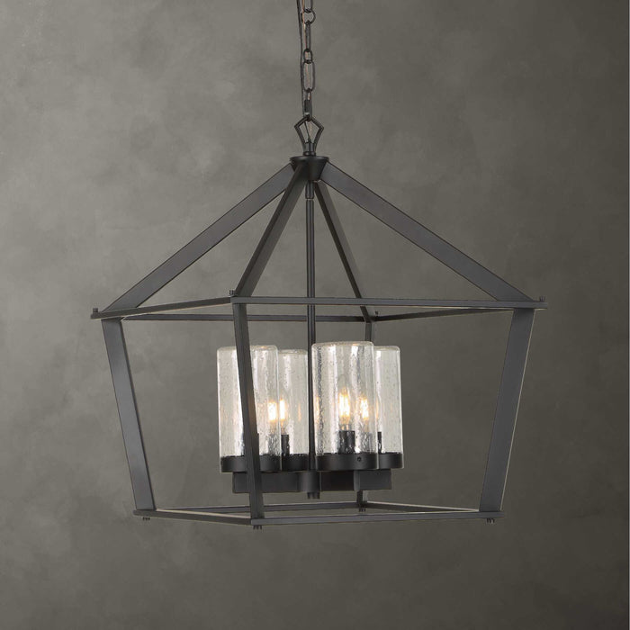 Evanston - 4 Light Indoor-Outdoor Pendant - Black