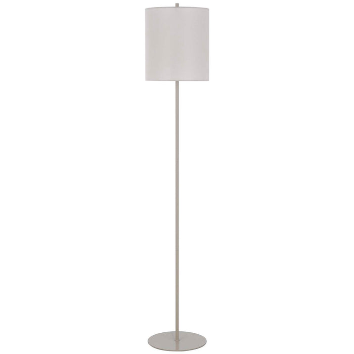 Pole - 100W Metal Floor Lamp With Off White Shade - Painted Silver