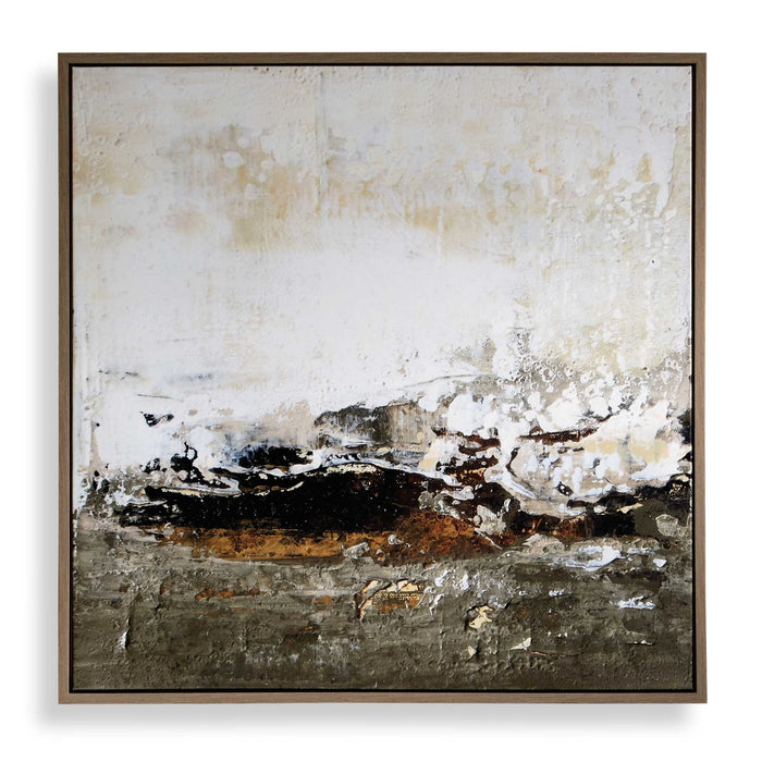 The Other Side - Framed Abstract Art - Black / Brown / Gray / Green / Orange / White / Yellow
