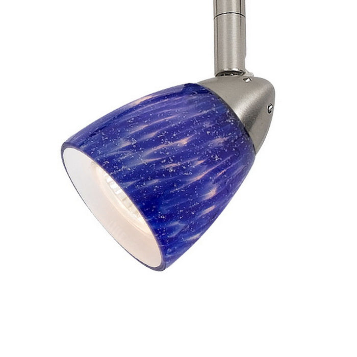 4.87" Height Serpentine Track Head With Shade - Blue & Brushed Steel - Glass & Metal