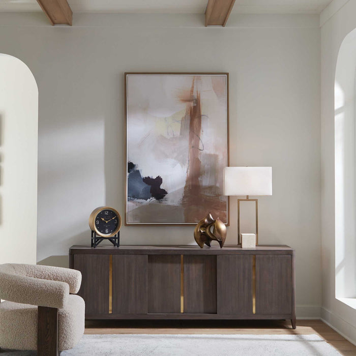 Bluster - Framed Abstract Canvas - Blue / Brown / Gray / Orange / Purple / White / Yellow